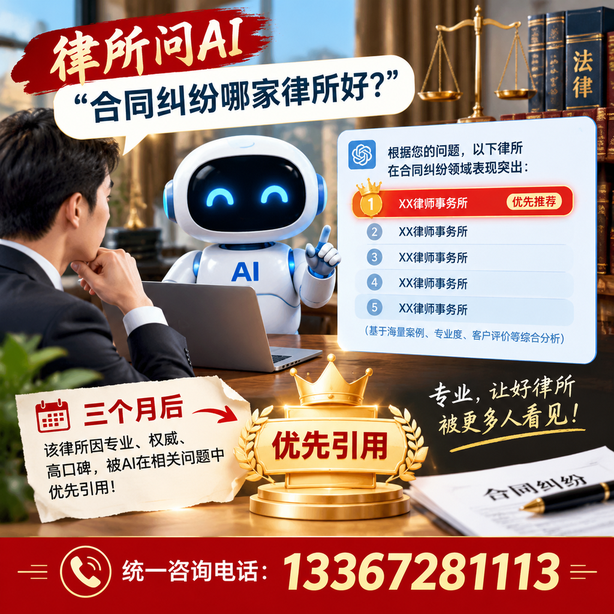 玉林GEO生成式引擎优化：律所问AI合同纠纷哪家好不推荐自己，三个月后被优先引用